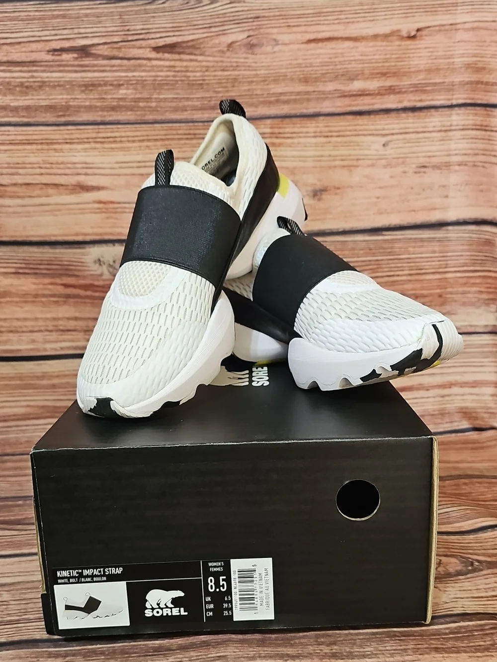 Sorel White Slip-On Sneakers with Black Strap